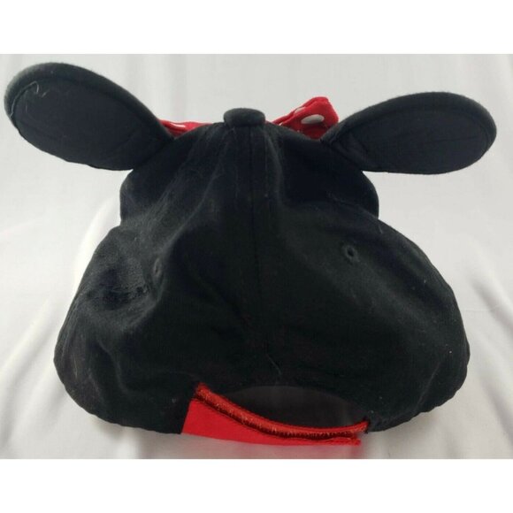Disney Minnie Mouse Kids Baseball Cap With Ears & Bow Polka Dots Black Red - Picture 4 of 9